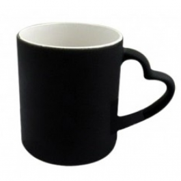 Cana personalizata termosensibila neagra cu toarta inima