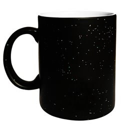 Cana personalizata termosensibila neagra cu sclipici